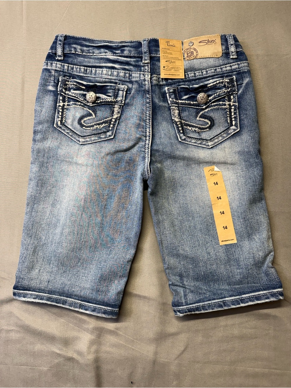 Silver Jeans Juniors Light Blue Distressed Denim Bermuda Shorts